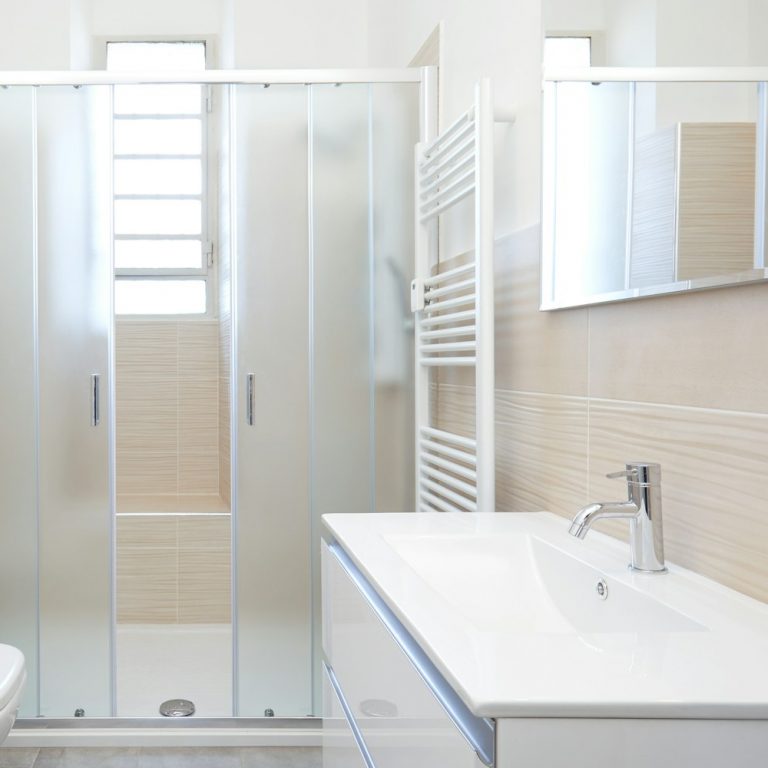Modern bathroom interior in renovated apartment