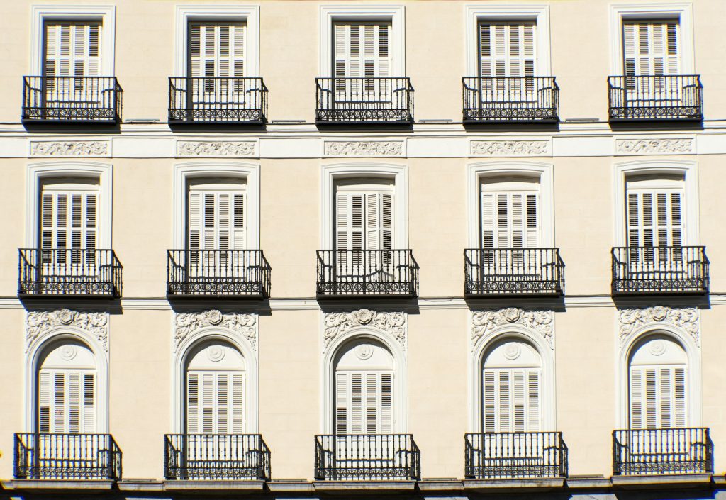 Facade with balconies in Madrid
